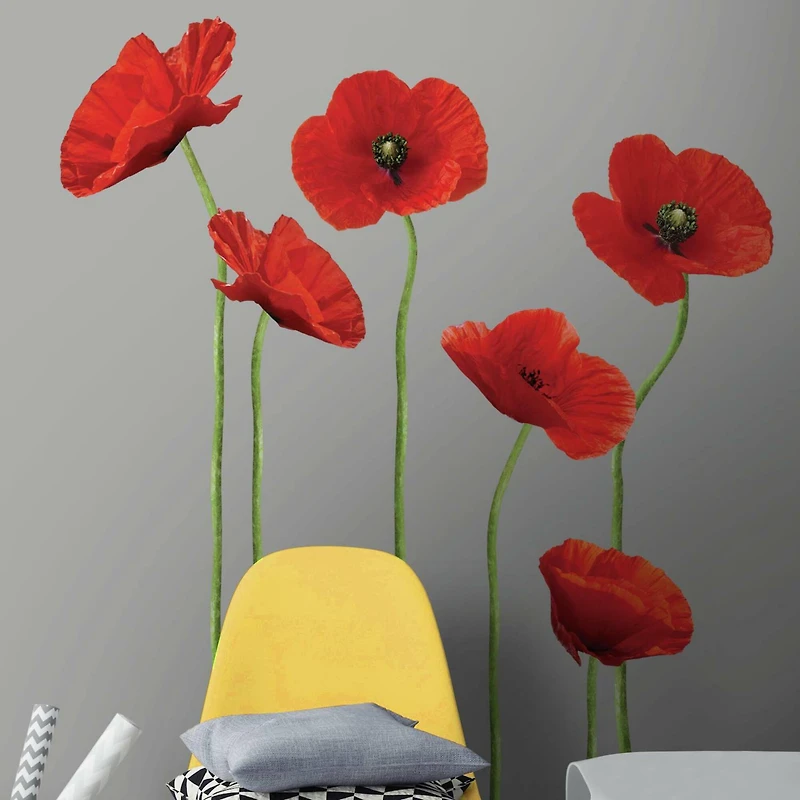 RoomMates Red Poppies At Play Peel & Stick Giant Wall Decals