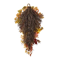 Glitzhome® 27" Fall Sunflower, Maple Leaf & Berry Swag