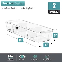 Sorbus Small Clear Organizing Bins on Wheels with Removable Dividers, 2ct.
