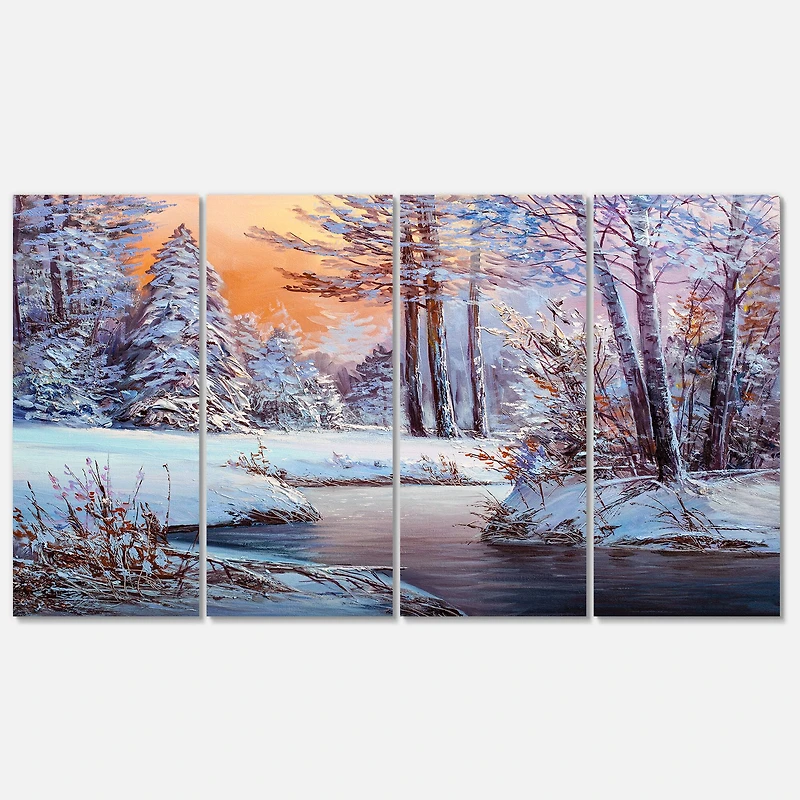 Designart - Forest in Winter Sunset