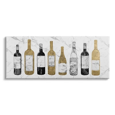 Stupell Industries Traditional Wine Bottle Illustrations Glam Marble Pattern Canvas Wall Art