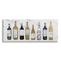 Stupell Industries Traditional Wine Bottle Illustrations Glam Marble Pattern Canvas Wall Art