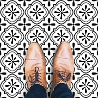 RoomMates Cosmos Black & White Peel & Stick Floor Tile