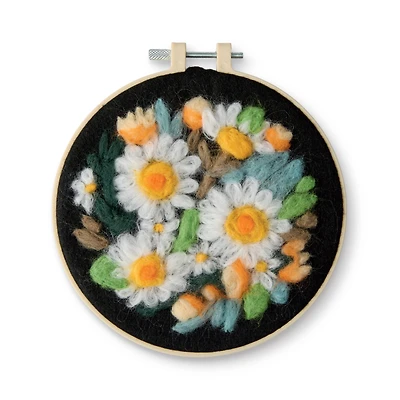 6" Daisy Needle Felting Kit with Hoop by Loops & Threads®