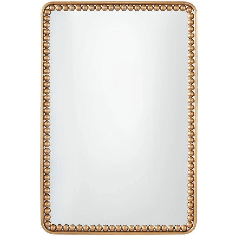 Gold Metal Wall Mirror with Beaded Detailing 24" x 2" x 36"