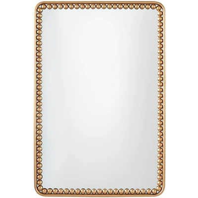 Gold Metal Wall Mirror with Beaded Detailing 24" x 2" x 36"