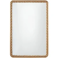 Gold Metal Wall Mirror with Beaded Detailing 24" x 2" x 36"