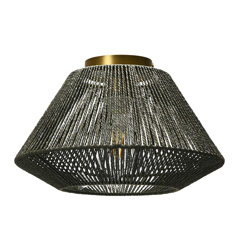 Hello Honey® 14" Gray Flush Mount Ceiling Light with Woven Paper Rope Shade
