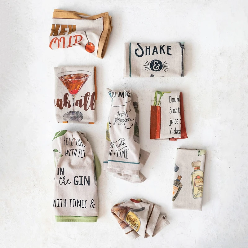 Hello Honey® Cocktail Recipe Print Cotton Printed Tea Towels, 8ct.