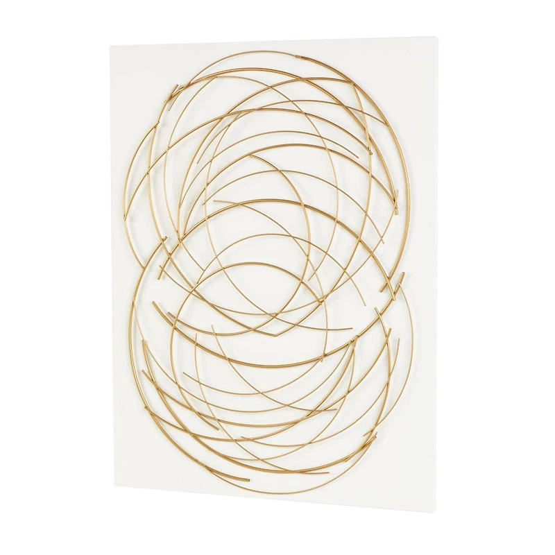 36" x 48" Gold Metal Circle Wall Art with White Wood Backing