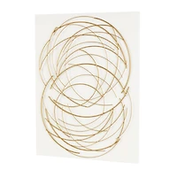 36" x 48" Gold Metal Circle Wall Art with White Wood Backing