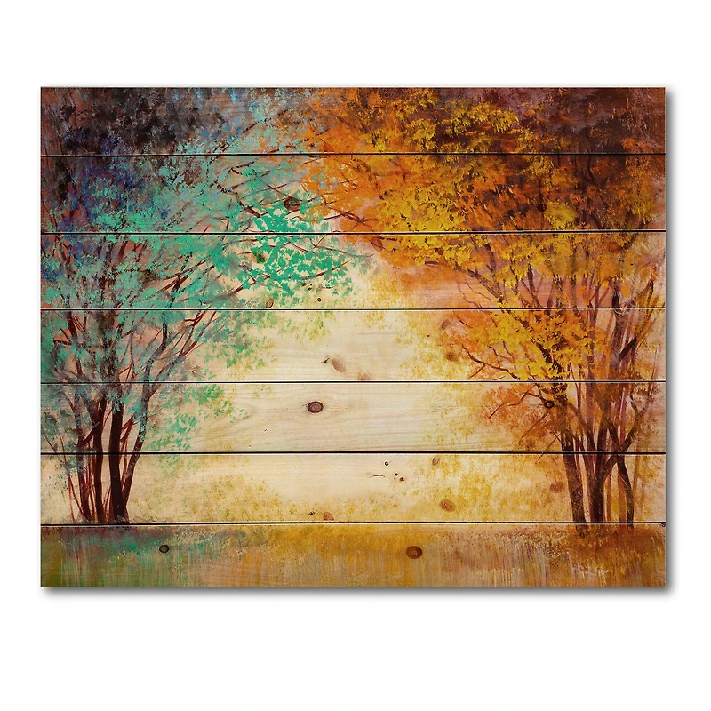Designart - Alley Through The Park In Autumn Sunset
