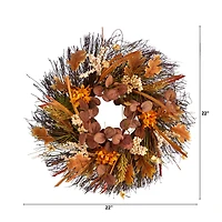 22" Autumn Dahlia & Berries Fall Wreath