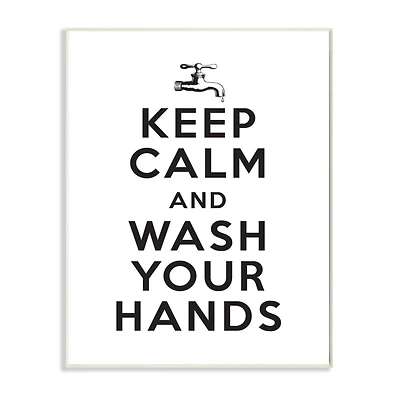 Stupell Industries Keep Calm & Wash Your Hands Phrase Bathroom Wall Art