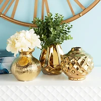 CosmoLiving by Cosmopolitan Gold Stoneware Glam Vase Set