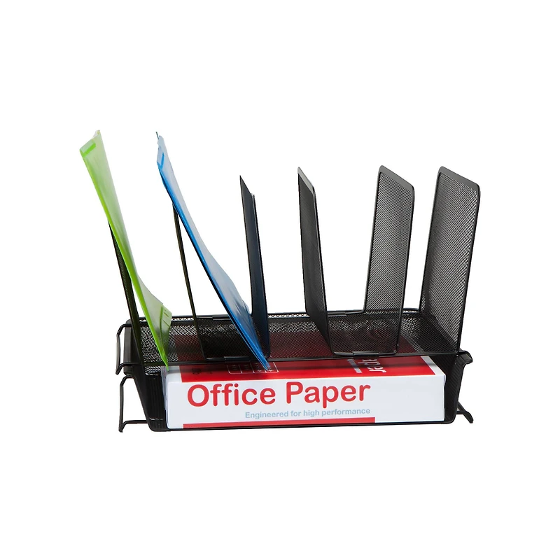 Mind Reader Black 7-Section Metal Mesh Desktop File & Document Organizer Tray