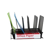 Mind Reader Black 7-Section Metal Mesh Desktop File & Document Organizer Tray