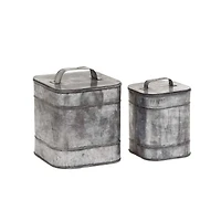 Silver Metal Farmhouse Box Set, 7" & 8"