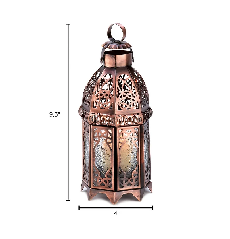 9.5" Copper Moroccan Candle Lantern