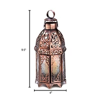 9.5" Copper Moroccan Candle Lantern