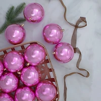 12ct. 4" Pink Shiny Shatterproof Christmas Ball Ornaments