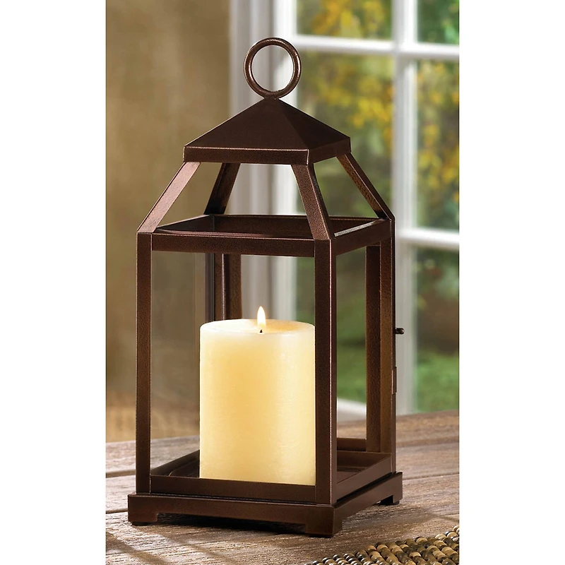 12" Rustic Bronze Contemporary Lantern