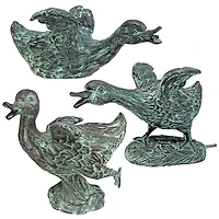 Design Toscano Lindell Pond Bronze Ducks Spitting Garden Statues Set