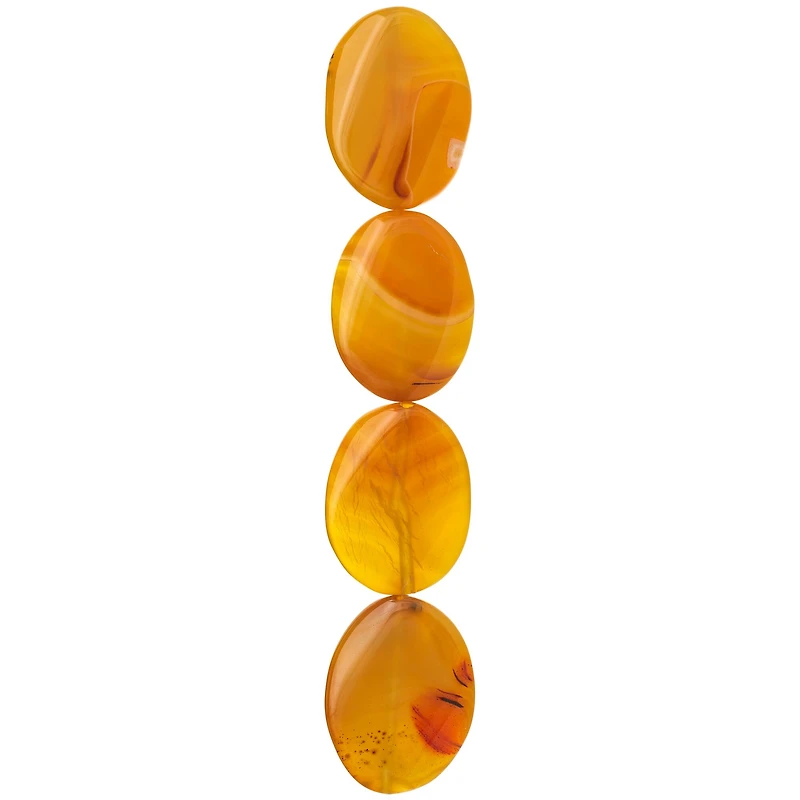 Amber Dyed Fire Agate Oval Beads, 40mm by Bead Landing™