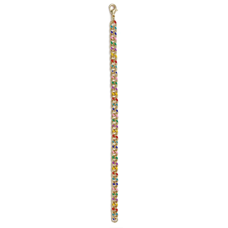 7.5" Rainbow & Gold Enamel Curb Charm Bracelet by Bead Landing™