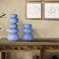 American Art Decor Foggy Blue Cairns Glass Vase Set