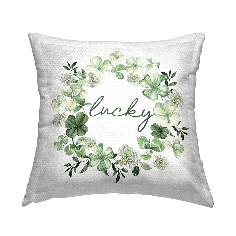 Stupell Industries Lucky Irish Wreath Outdoor Printed Pillow