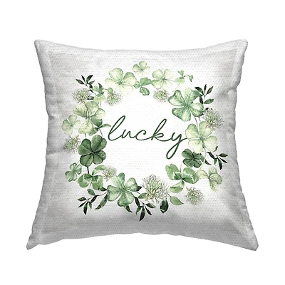 Stupell Industries Lucky Irish Wreath Outdoor Printed Pillow