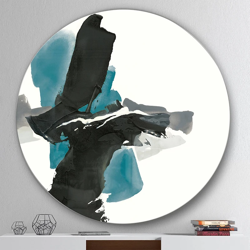Designart - Geometric Black and Teal IV