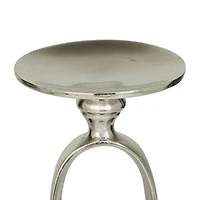 Silver Aluminum Modern Candle Holder Set, 15'' & 19''