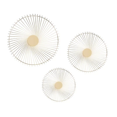 Gold Metal Contemporary Wall Décor Set, 16", 18" & 23"