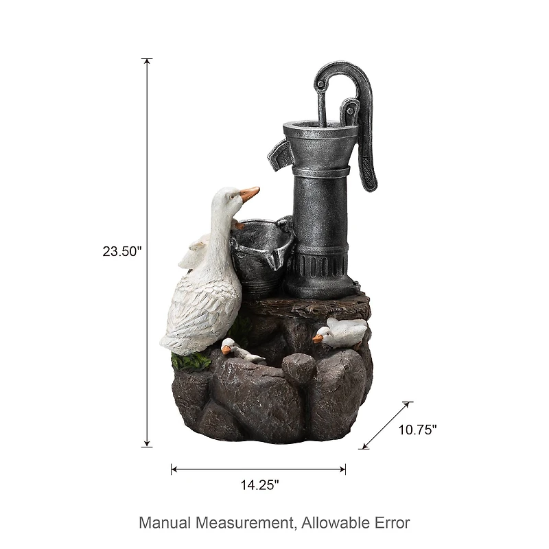 Glitzhome® 23.5" Duck Family Outdoor Fountain with LED Light