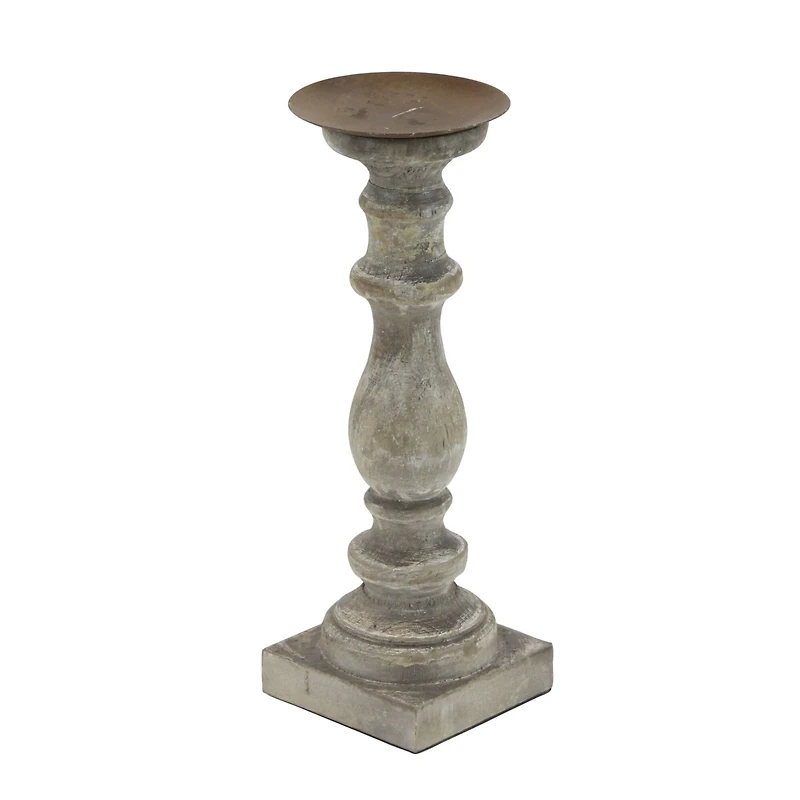 Distressed Brown Wood Traditional Candle Holder Set, 3ct. 