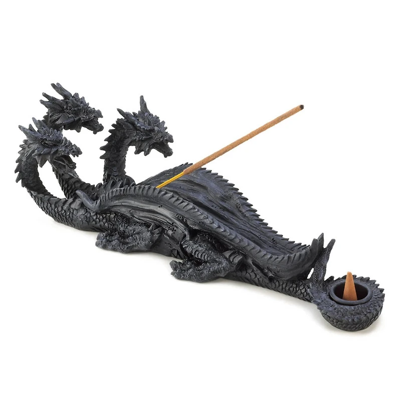 Triple-Head Dragon Incense Burner 11" x 3" x 3.5