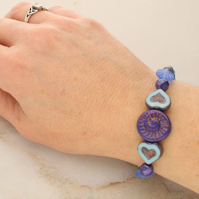 Blue Heart Czech Glass Bead Mix by Bead Landing™