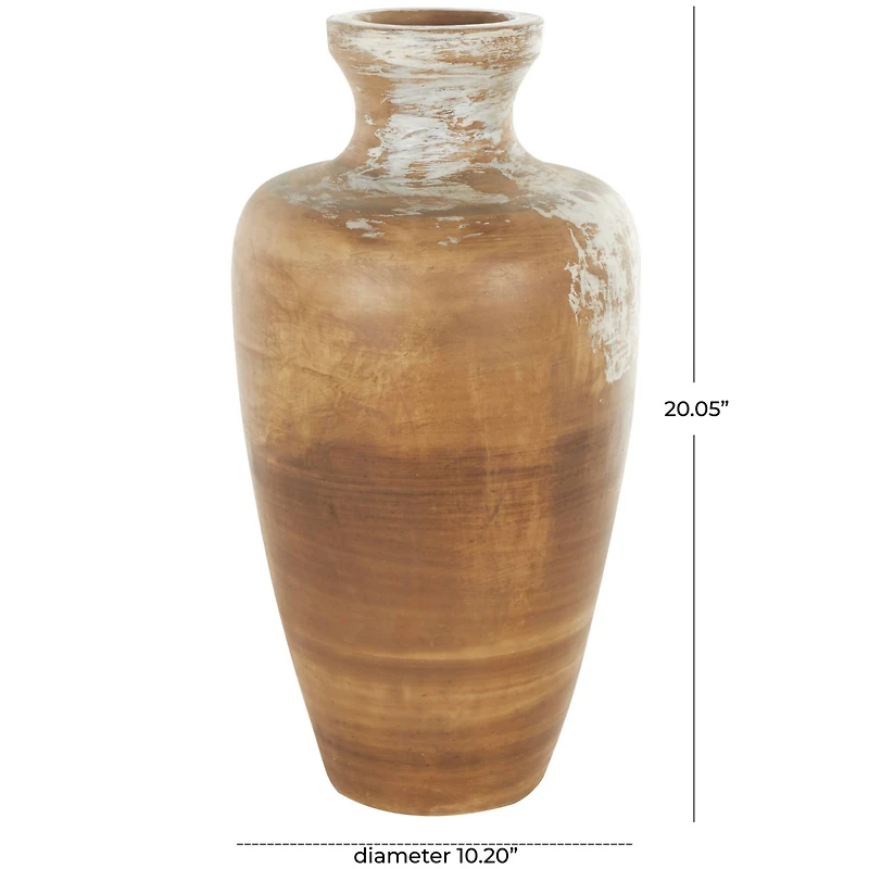 Brown Ceramic Antique Style Distressed Patina Vase