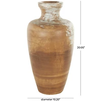 Brown Ceramic Antique Style Distressed Patina Vase