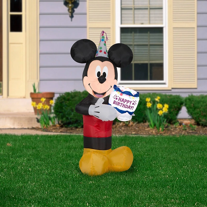 3.5ft. Airblown® Inflatable Mickey with Birthday Cake