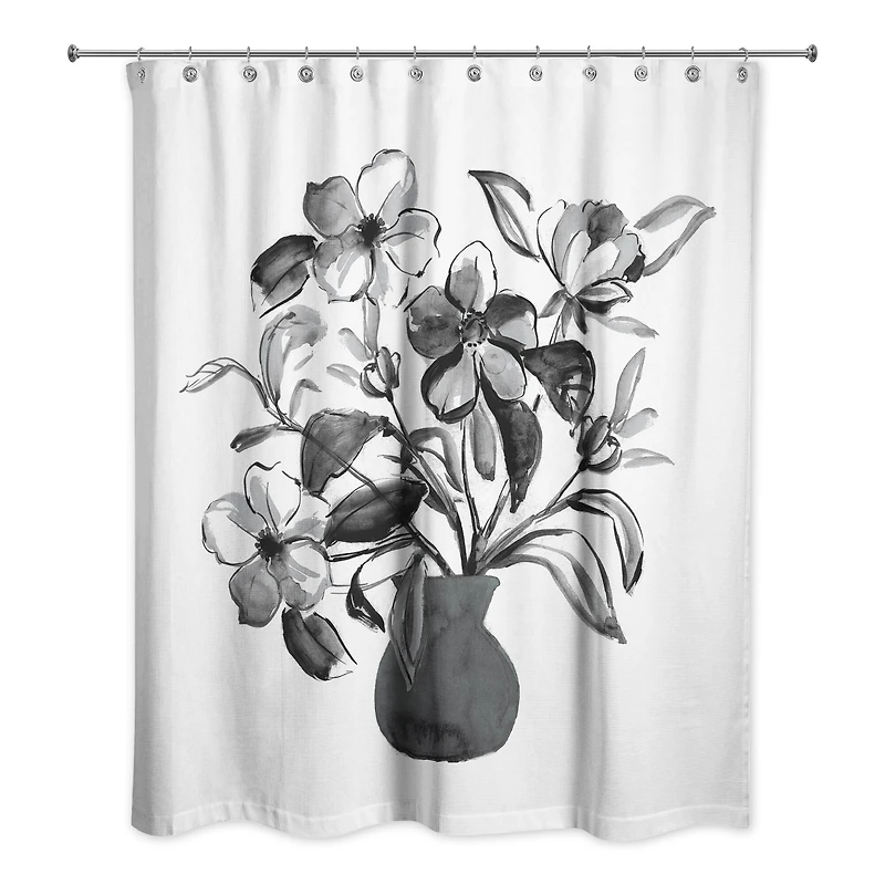 Monochromatic Floral I 71" x 74" Shower Curtain