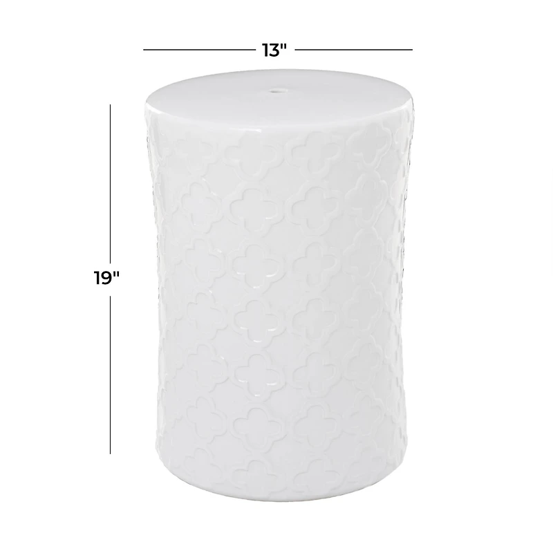 White Ceramic Contemporary Accent Table, 19" x 13" x 13"