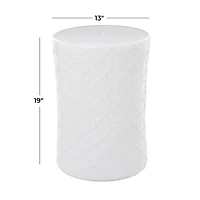 White Ceramic Contemporary Accent Table, 19" x 13" x 13"