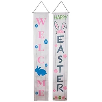 White Welcome Happy Easter Hanging Door Banner Set