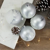 4ct. 3.25" Matte and Frosted White Glass Hanging Christmas Ball Ornaments