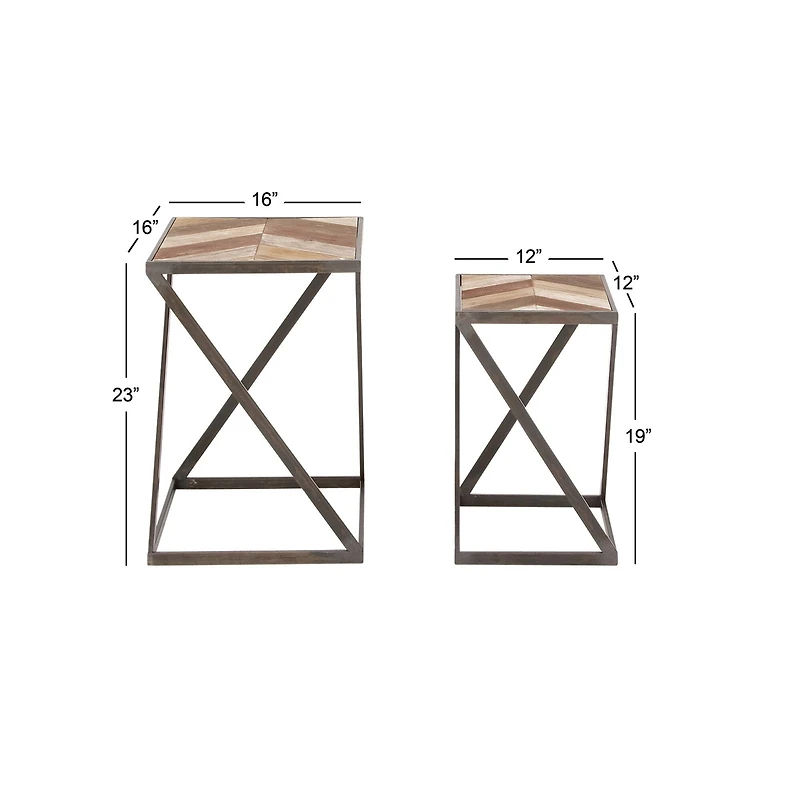 Brown Wood Modern Accent Table Set