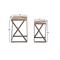 Brown Wood Modern Accent Table Set