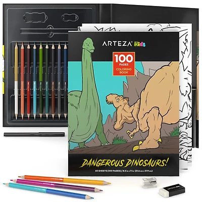 Arteza® Kids Dangerous Dinosaurs Coloring Book Kit